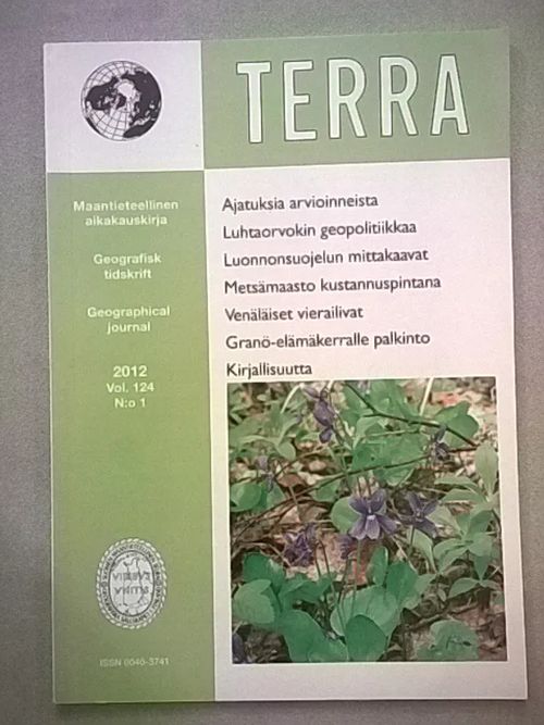 Terra 2012/1 : maantieteellinen aikakauskirja | Helsingin Antikvariaatti | Osta Antikvaarista - Kirjakauppa verkossa