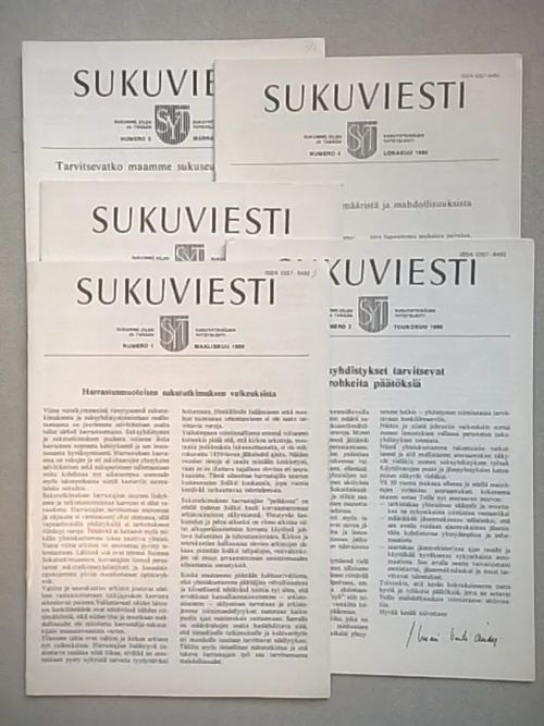 Sukuviesti 1980/no 1-5, vuosikerta | Helsingin Antikvariaatti | Osta Antikvaarista - Kirjakauppa verkossa