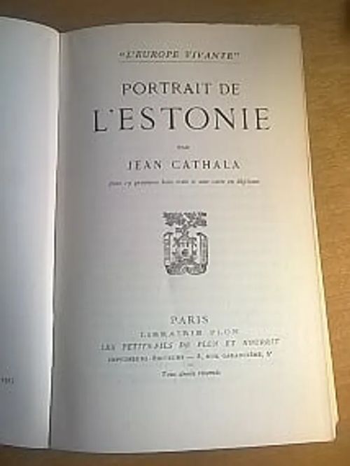 Portrait de l'Estonie - Cathala Jean | Helsingin Antikvariaatti | Osta Antikvaarista - Kirjakauppa verkossa