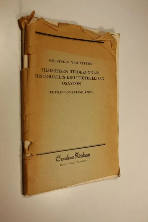 Helsingin yliopiston filosofisen tiedekunnan historiallis-kielitieteellisen osaston tutkintovaatimukset | Finlandia Kirja | Osta Antikvaarista - Kirjakauppa verkossa