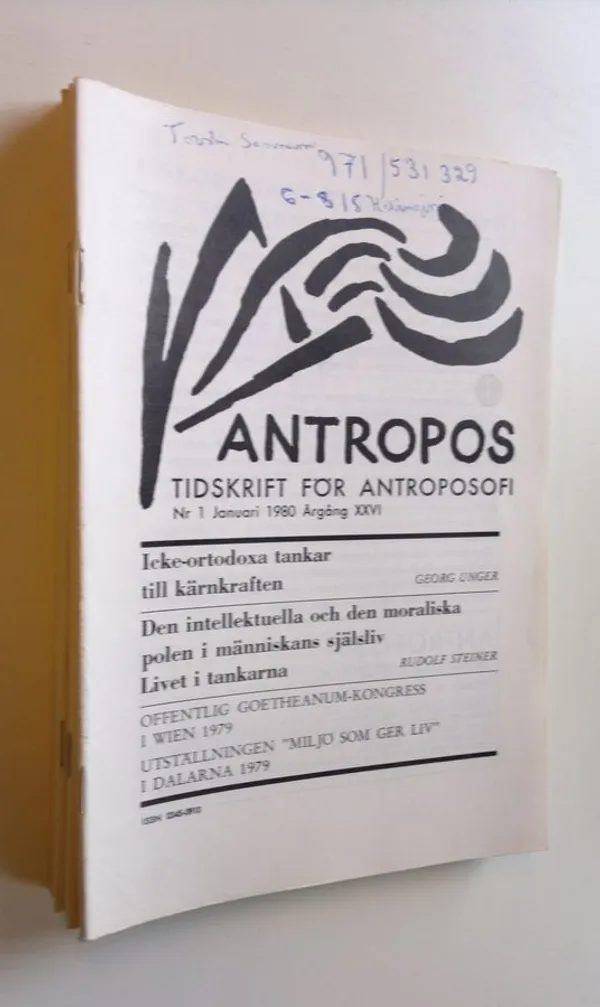 Antropos 1980 : Tidskrift för antroposofi - Nr. 1-10 (5,9 puuttuu) Januari-December  Årgång XXVI | Antikvaari - kirjakauppa verkossa