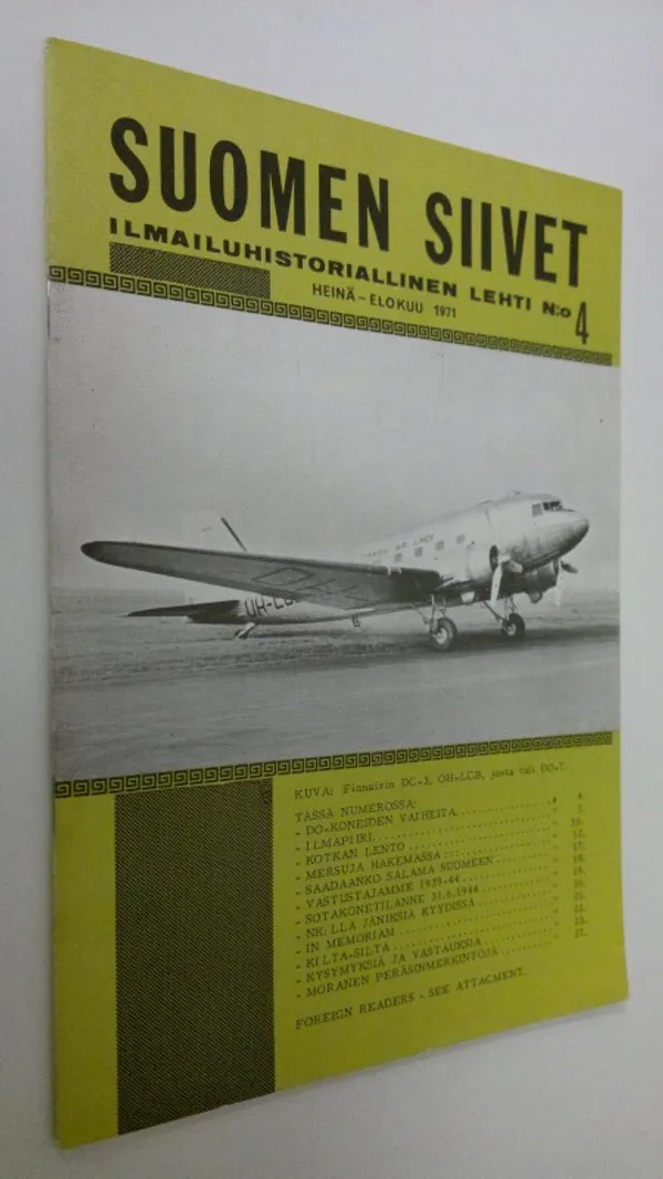 Suomen siivet : ilmailuhistoriallinen lehti n:o 4/1971 | Finlandia Kirja | Osta Antikvaarista - Kirjakauppa verkossa