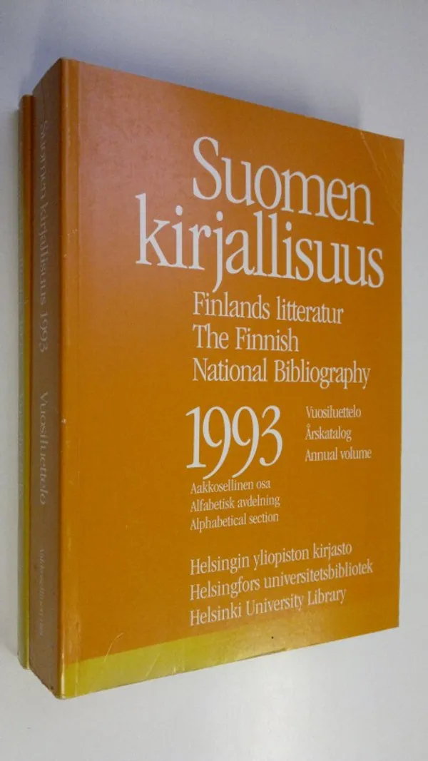 Suomen kirjallisuus 1993 aakkosellinen osa + alanmukainen osa (kaksi kirjaa) | Finlandia Kirja | Osta Antikvaarista - Kirjakauppa verkossa