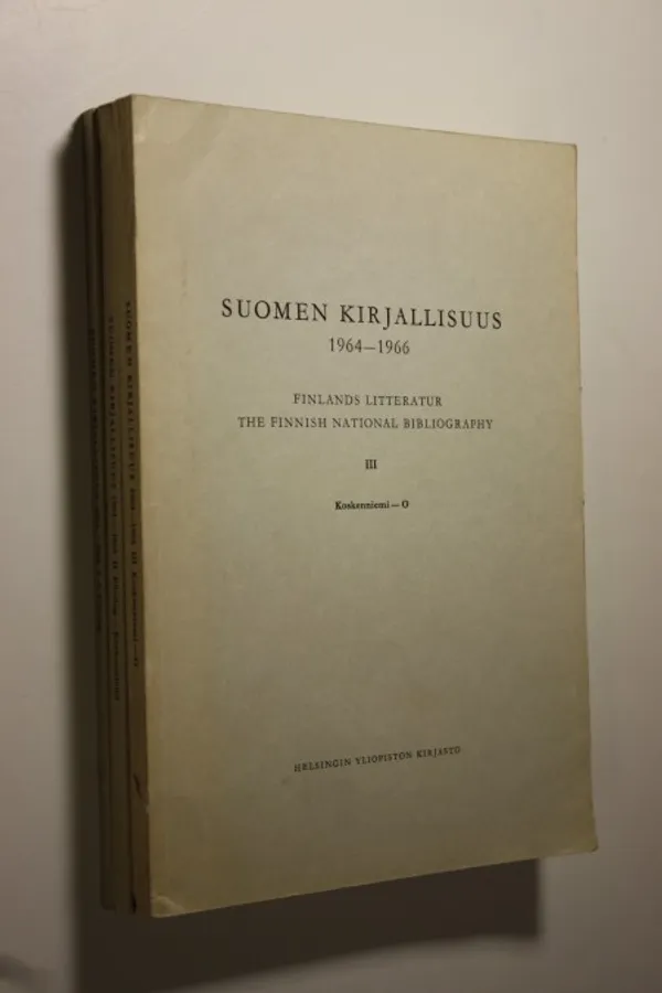 Suomen kirjallisuus 1964-1966, 1-3 : aakkosellinen ja aineenmukainen luettelo, Finlands litteratur : Alfabetisk och systematisk förteckning = The Finnish national bibliography | Finlandia Kirja | Osta Antikvaarista - Kirjakauppa verkossa