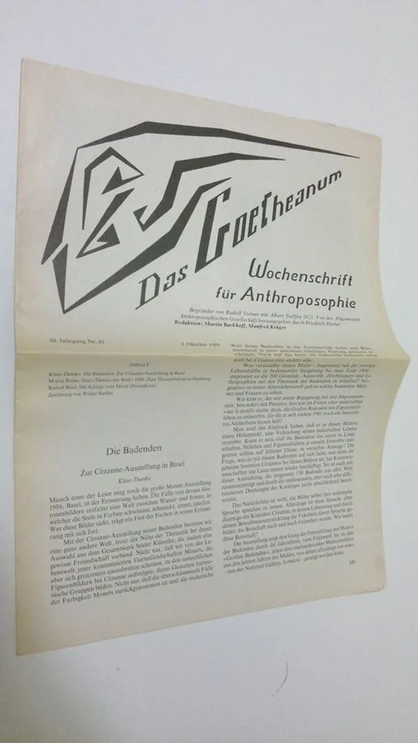 Das Goetheanum nr. 41/1989 : Wochenschrift fur Anthroposophie: Barkhoff Martin (red.) | Finlandia Kirja
