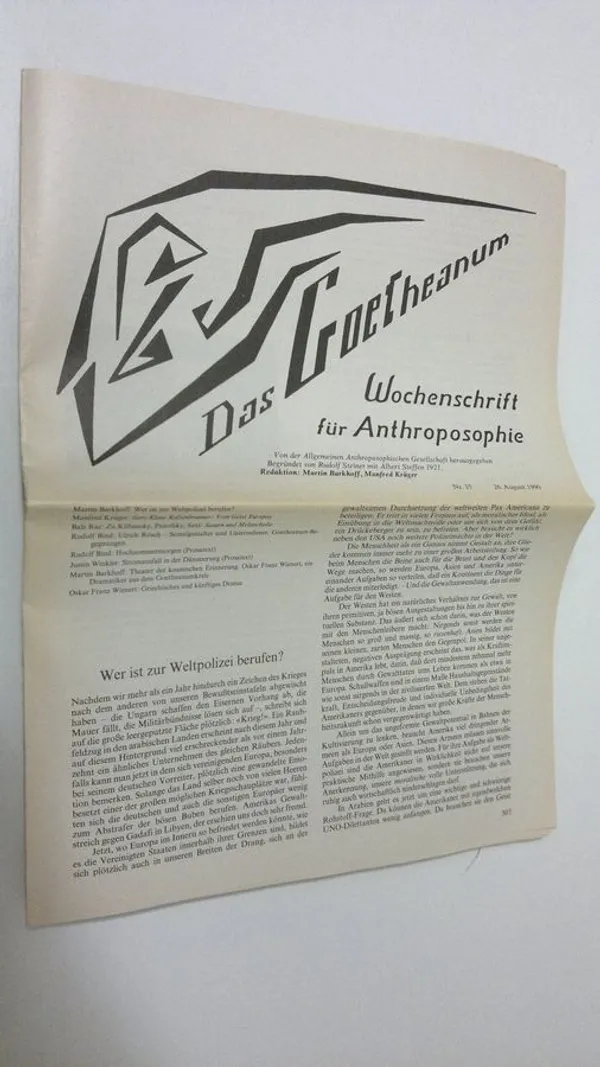 Das Goetheanum nr. 26-35/1990 : Wochenschrift fur Anthroposophie - Barkhoff, Martin (red.) | Antikvaari - kirjakauppa verkossa