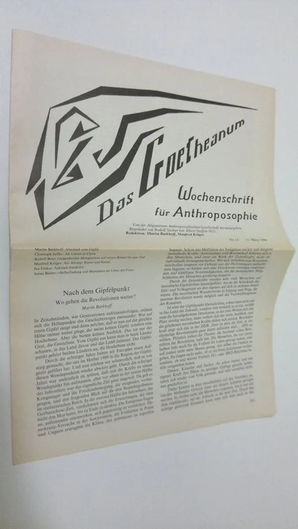 Das Goetheanum nr. 11/1990 : Wochenschrift fur Anthroposophie - Barkhoff, Martin (red.) | Antikvaari - kirjakauppa verkossa
