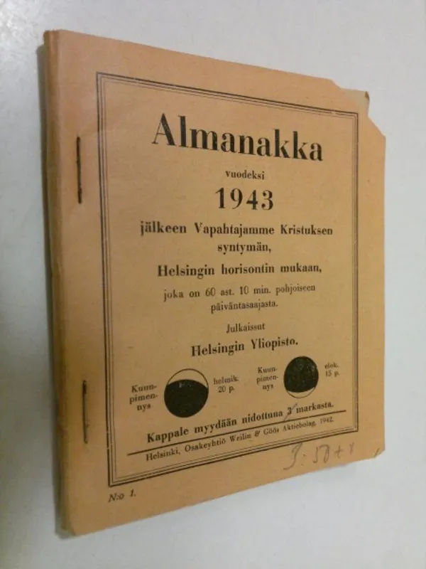 Almanakka vuodeksi 1943 | Finlandia Kirja | Osta Antikvaarista - Kirjakauppa verkossa