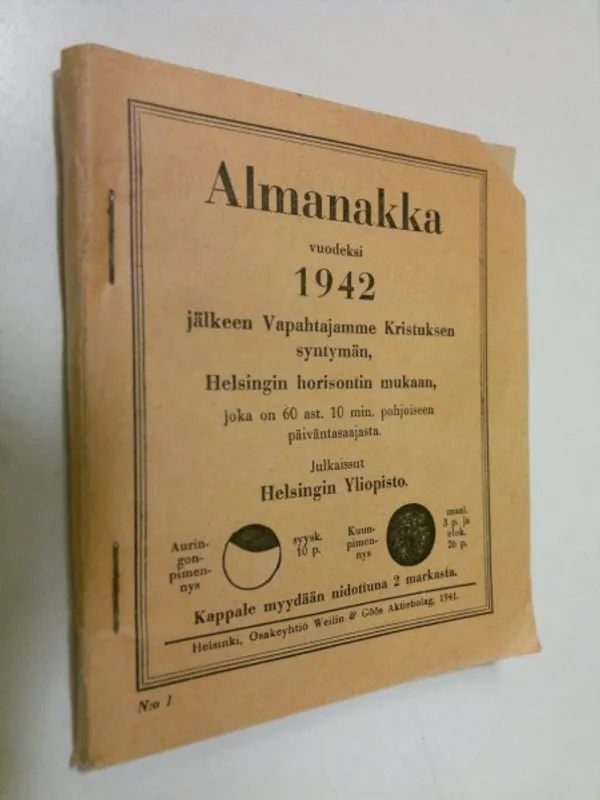 Almanakka vuodeksi 1942 | Finlandia Kirja | Osta Antikvaarista - Kirjakauppa verkossa