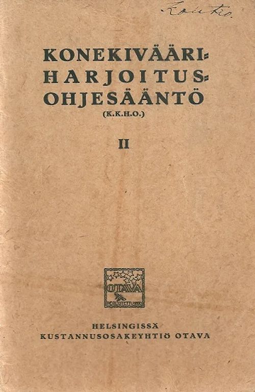 Konekivääriharjoitusohjesääntö (K.K.H.O.) II. Taistelu. Ehdotus | Vantaan Antikvariaatti Oy | Osta Antikvaarista - Kirjakauppa verkossa