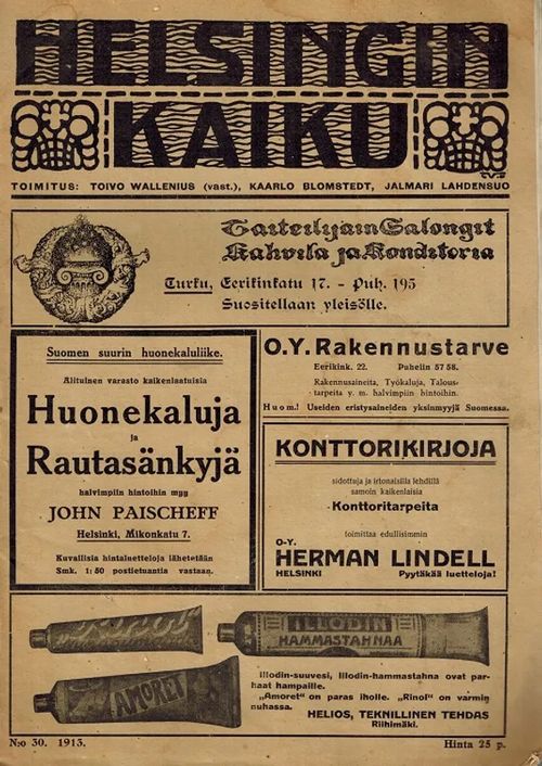 Helsingin kaiku - Kuvallinen viikkolehti 30/1913 - Wallenius, Toivo et al. (toim.) | Vantaan Antikvariaatti Oy | Osta Antikvaarista - Kirjakauppa verkossa