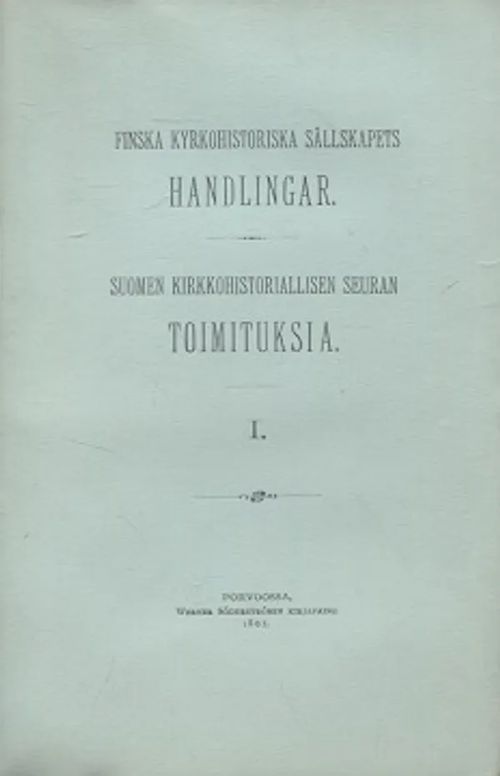 Suomen kirkkohistoriallisen seuran toimituksia I - Rinne Juhani | Vantaan Antikvariaatti Oy | Osta Antikvaarista - Kirjakauppa verkossa