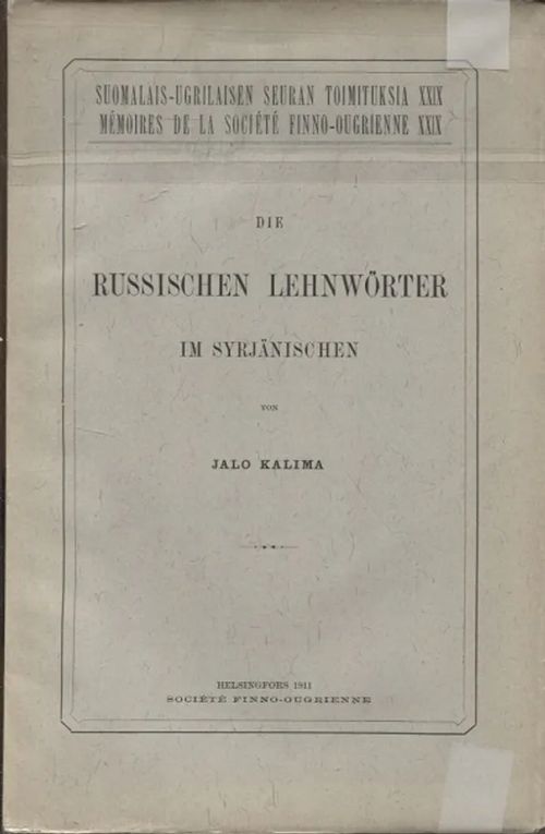 Russischen lehnwörter im syrjänischen - Kalima Jalo | Vantaan Antikvariaatti Oy | Osta Antikvaarista - Kirjakauppa verkossa
