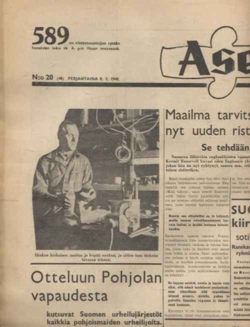 Aseveli N:o 20/1940 | Vantaan Antikvariaatti Oy | Osta Antikvaarista - Kirjakauppa verkossa