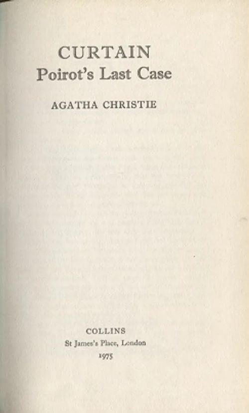 Curtain - Poirot's Last Case - Christie Agatha | Vantaan Antikvariaatti Oy | Osta Antikvaarista - Kirjakauppa verkossa