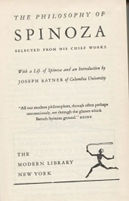 The Philosophy of Spinoza - Ratner Joseph | Vantaan Antikvariaatti Oy | Osta Antikvaarista - Kirjakauppa verkossa