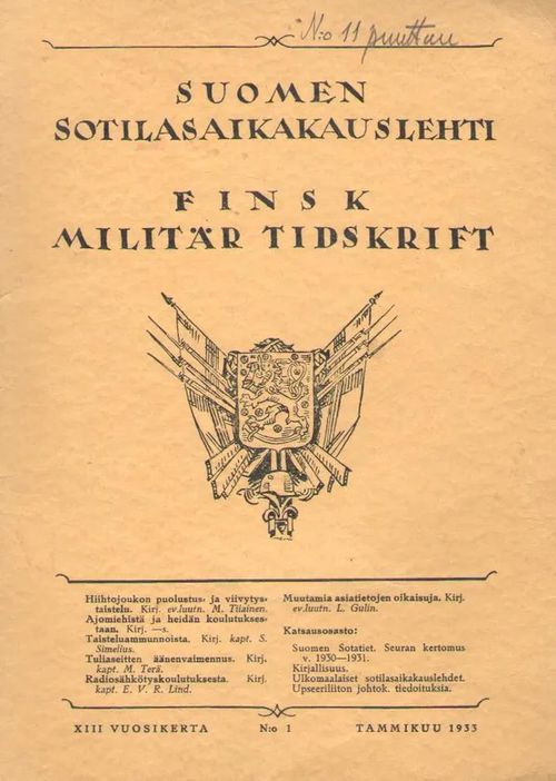 Suomen sotilasaikakauslehti 1932 = Finsk militärtidskrift 1932, vsk | Antikvaarinen kirjakauppa Aleksis K. | Osta Antikvaarista - Kirjakauppa verkossa