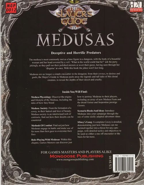 D20 systems The Slayers guide to Medusas | Antikvaari Kirja- ja Lehtilinna / Raimo Kreivi | Osta Antikvaarista - Kirjakauppa verkossa