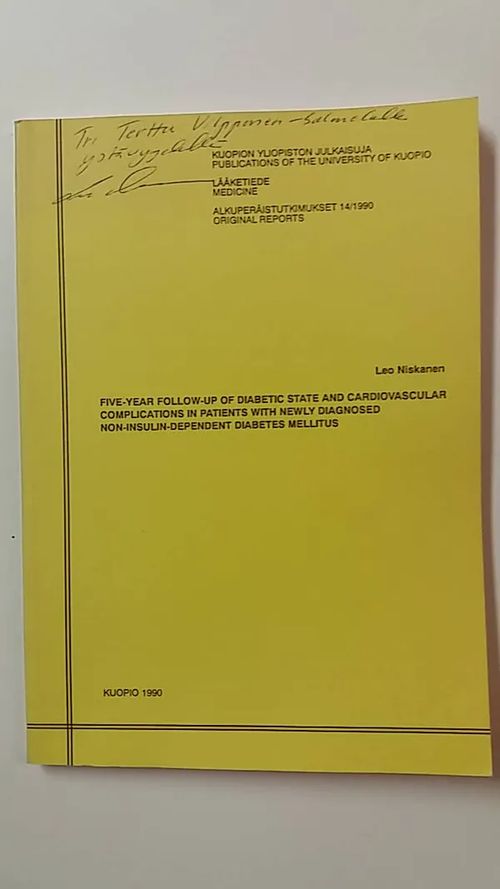 Five-year follow-up of diabetic state and cardiovascular complications in patients with newly diagnosed non-insulin-dependent diabetes mellitus - Niskanen Leo | Antikvaari Kirja- ja Lehtilinna / Raimo Kreivi | Osta Antikvaarista - Kirjakauppa verkossa
