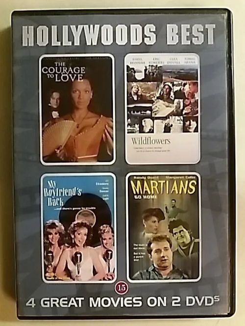 Hollywoods Best: 4 Great Movies on 2 DVD. The Courace to Love, Wildflowers, My Boyfriend`s Back, Martians Go Home. - Pääosissa: Randy Quaid, Judith Light, Eric Roberts, Daryl Hannah, Vanessa Williams... | Antikvaari Kirja- ja Lehtilinna / Raimo Kreivi | Osta Antikvaarista - Kirjakauppa verkossa