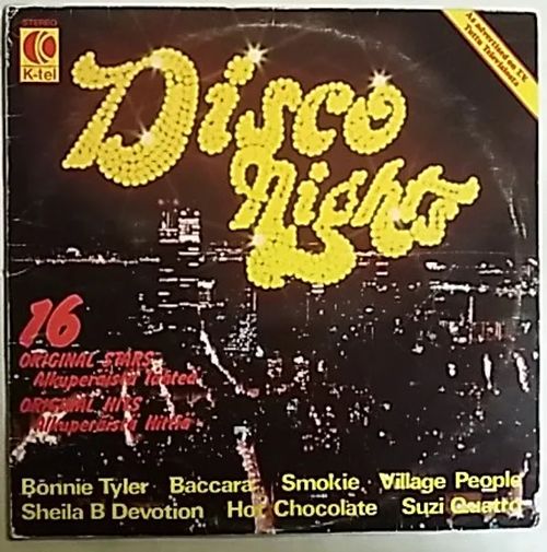 Disco Nights - 16 original stars, 16 original hits - Bonnie Tyler, Baccara, Smokie, Village People, Susi Quatro, Blondie, Hot Chocolate ym... | Antikvaari Kirja- ja Lehtilinna / Raimo Kreivi | Osta Antikvaarista - Kirjakauppa verkossa