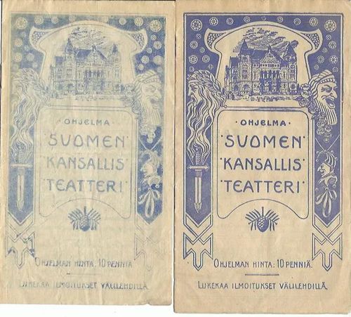 Suomen Kansallisteatterin käsiohjelma 1908 ja 1911 | Wanhat kirjat | Osta Antikvaarista - Kirjakauppa verkossa