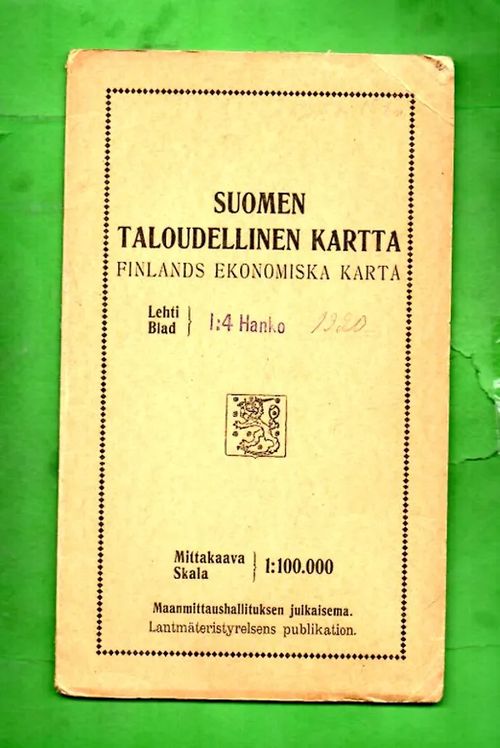 Suomen taloudellinen kartta - Lehti I:4 Hanko - Tekijä ei tiedossa | Antikvariaatti Lukuhetki | Osta Antikvaarista - Kirjakauppa verkossa