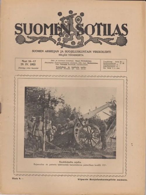 Suomen Sotilas N:ot 16-17 29.IV. 1922 | Antikvaarinen kirjahuone Libris | Osta Antikvaarista - Kirjakauppa verkossa