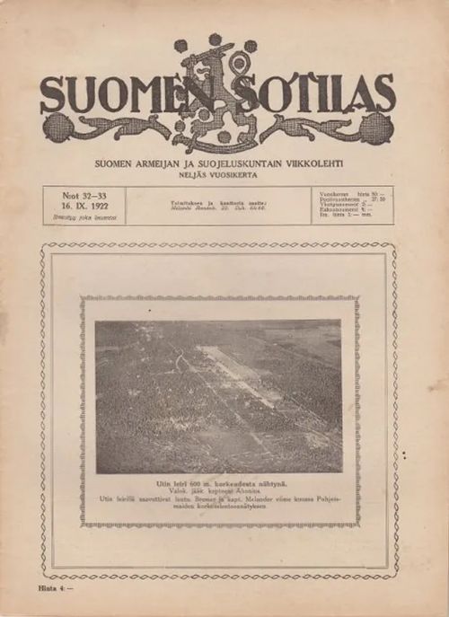 Suomen Sotilas N:ot 32-33 16.IX. 1922 | Antikvaarinen kirjahuone Libris | Osta Antikvaarista - Kirjakauppa verkossa
