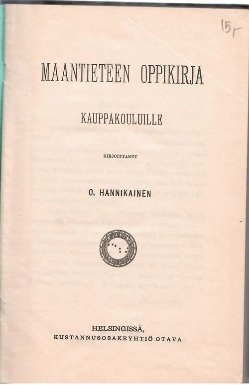 Maantieteen oppikirja kauppakouluille - Hannikainen, K. O. G | Sataman Tarmo | Osta Antikvaarista - Kirjakauppa verkossa