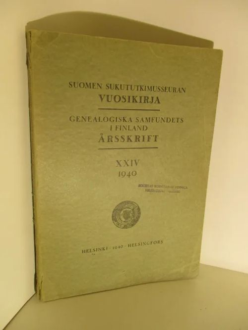 Suomen Sukututkimusseuran vuosikirja XXIV 1940 | Brahen Antikvariaatti | Osta Antikvaarista - Kirjakauppa verkossa