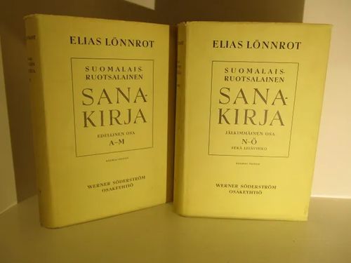 Suomalais-Ruotsalainen sanakirja- Finskt-svenskt Lexicon I-II - Lönnrot  Elias | Brahen Antikvariaatti | Osta Antikvaarista -