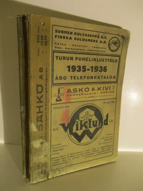 Turun Puhelinluettelo- Åbo Telefonkatalog 1935-1936 | Brahen Antikvariaatti  | Osta Antikvaarista - Kirjakauppa verkossa