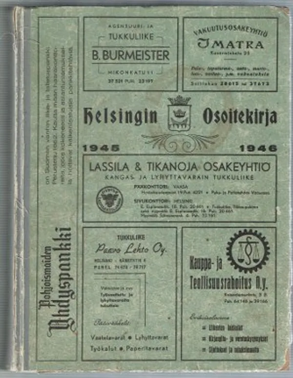 Helsingin Osoitekirja 1945 - 1946 | Päijänne Antikvariaatti Oy | Osta Antikvaarista - Kirjakauppa verkossa