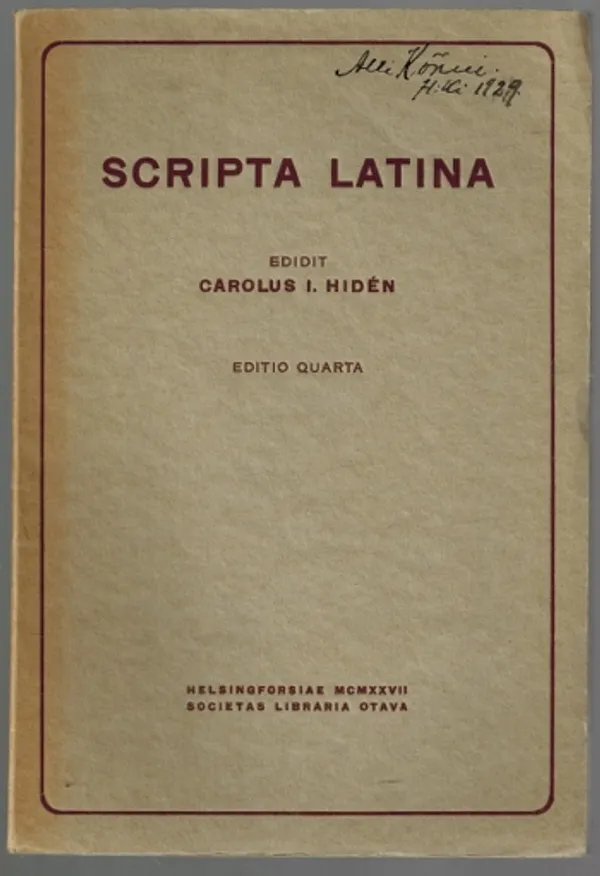 Scripta latina - Hiden Carolus I. | Päijänne Antikvariaatti Oy | Osta Antikvaarista - Kirjakauppa verkossa