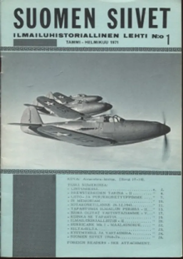 Suomen siivet ilmailuhistoriallinen lehti nro 1-6 1971 | Antikvariaatti Suma | Osta Antikvaarista - Kirjakauppa verkossa