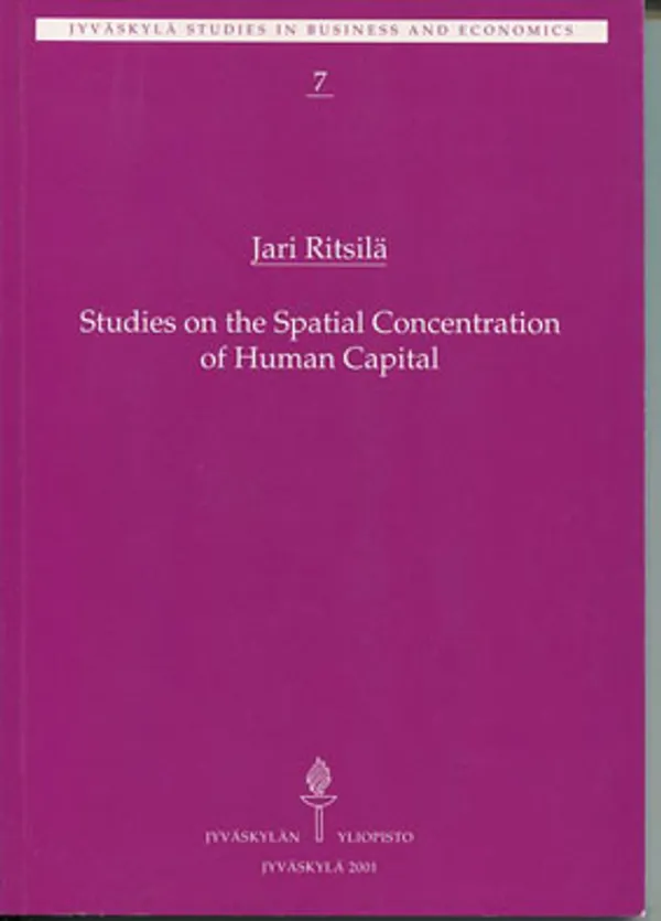 Studies on tJie Spatial Concentration of Human Capital - Ritsilä Jari | Divari Kangas | Osta Antikvaarista - Kirjakauppa verkossa