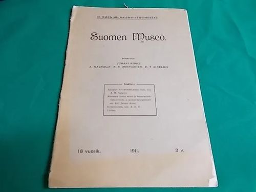 Suomen museo 3/1911 (Alkkulan kivi-pronssikauden löytö,Seinä- ja kattomaalaukset porvaristaloissa, Kirkkoveneet) - Rinne Juhani - Hackman A. - Meinander K.K. - Sirelius U.T. | Wanha Waltteri Oy | Osta Antikvaarista - Kirjakauppa verkossa