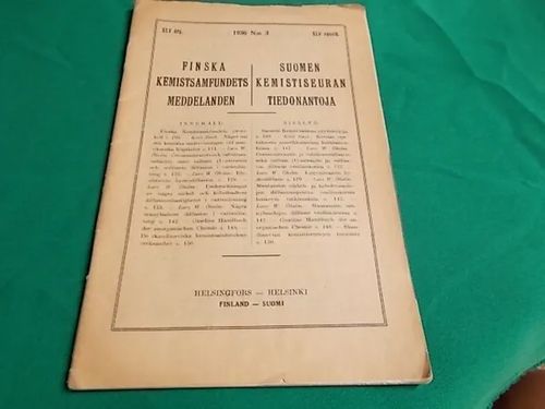 Suomen Kemistiseuran tiedonantoja N:o 3 1936 | Wanha Waltteri Oy | Osta Antikvaarista - Kirjakauppa verkossa