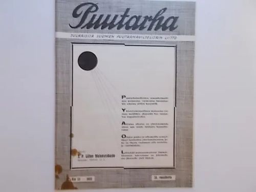 Puutarha 11/1932 | Wanha Waltteri Oy | Osta Antikvaarista - Kirjakauppa verkossa