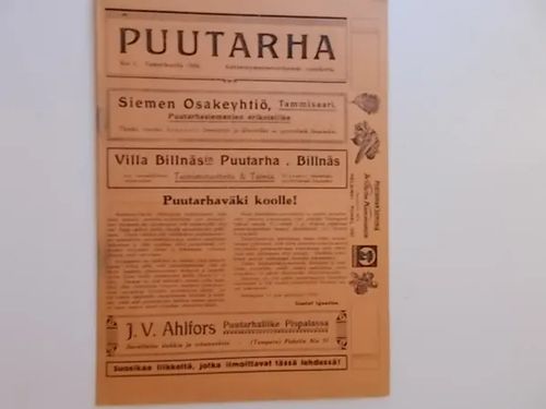 Puutarha 1/1924 | Wanha Waltteri Oy | Osta Antikvaarista - Kirjakauppa verkossa