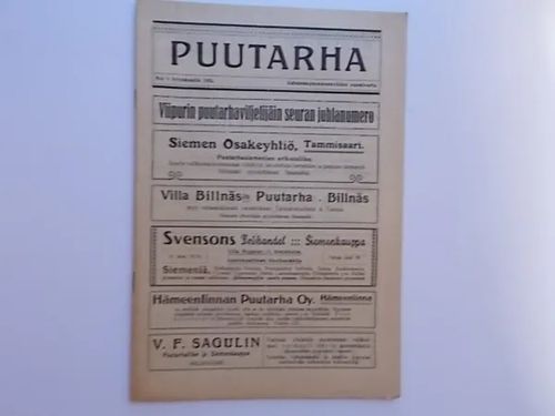 Puutarha 9/1922 | Wanha Waltteri Oy | Osta Antikvaarista - Kirjakauppa verkossa