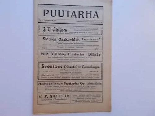 Puutarha 12/1922 | Wanha Waltteri Oy | Osta Antikvaarista - Kirjakauppa verkossa