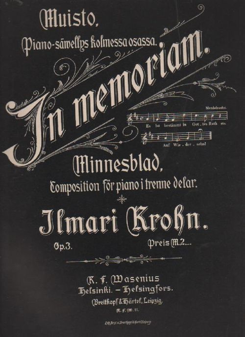 In memoriam - Muisto, piano-sävellys kolmessa osassa - Krohn Ilmari | Nettinuotti | Osta Antikvaarista - Kirjakauppa verkossa