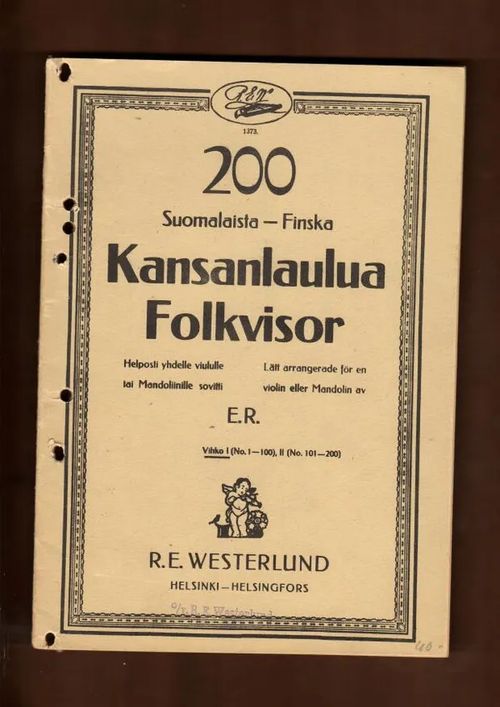 200 Suomalaista - Finska Kansanlaulua Folkvisor helposti yhdelle viululle tai mandoliinille, Vihko I | Nettinuotti | Osta Antikvaarista - Kirjakauppa verkossa