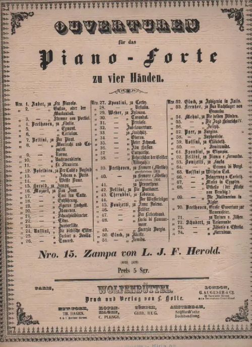 Ouverturen für das Piano-Forte zu vier Händen: Zampa (nelikätisesti) - Herold L.J.F. | Nettinuotti | Osta Antikvaarista - Kirjakauppa verkossa