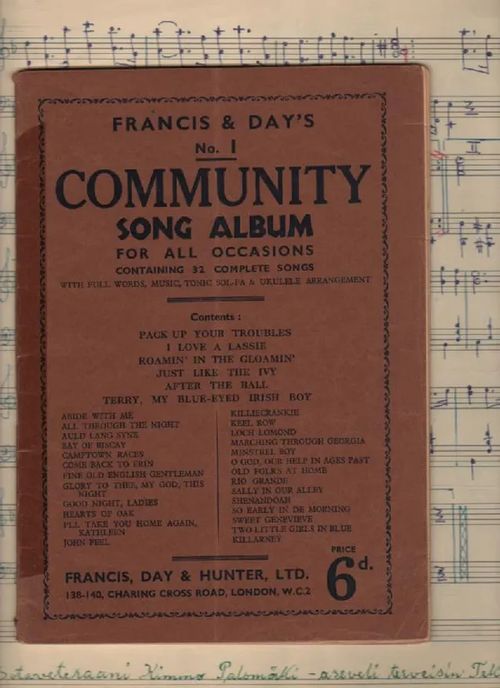 Francis & Days No1 Community Song album | Nettinuotti | Osta Antikvaarista - Kirjakauppa verkossa
