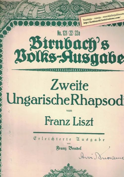 Zweite Ungarische Rhapsodie - Liszt Franz | Nettinuotti | Osta Antikvaarista - Kirjakauppa verkossa