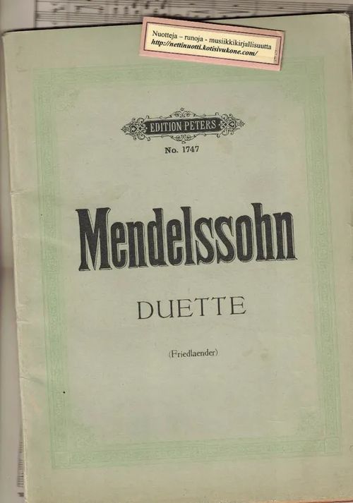 Duette (Friedlander) (sopran I, II) - Mendelssohn F. | Nettinuotti | Osta Antikvaarista - Kirjakauppa verkossa