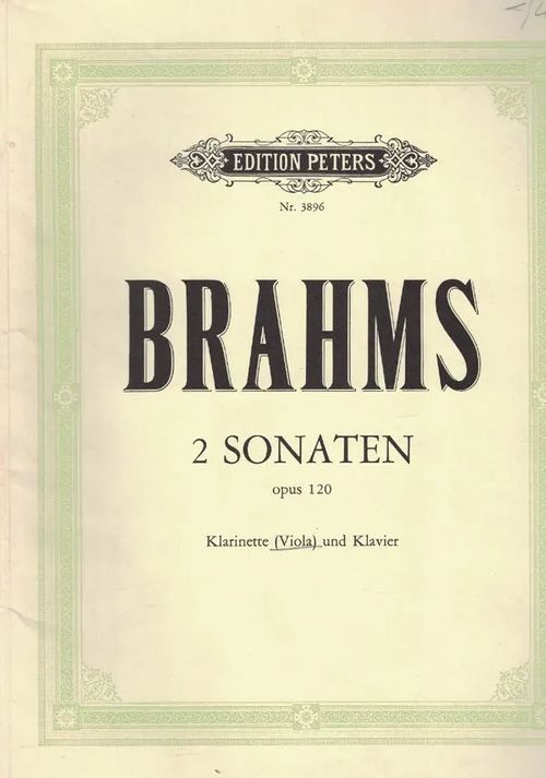 2 Sonaten, Op. 120 Klarinette (Viola) und Klavier - Brahms Johannes | Nettinuotti | Osta Antikvaarista - Kirjakauppa verkossa